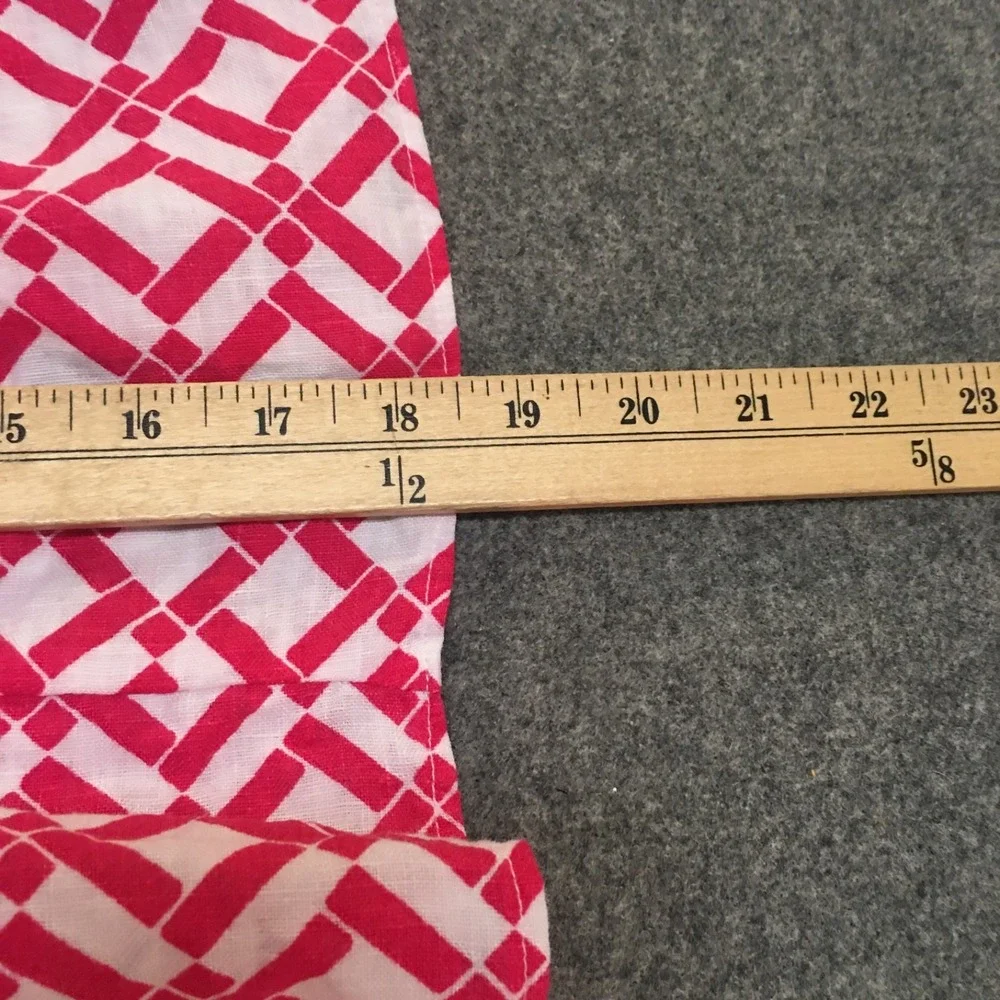 Skirt 100% Linen Girls 6 Midi Pink Geometric Ruffle Tiered Mom and Pop's Kids - Picture 9 of 9